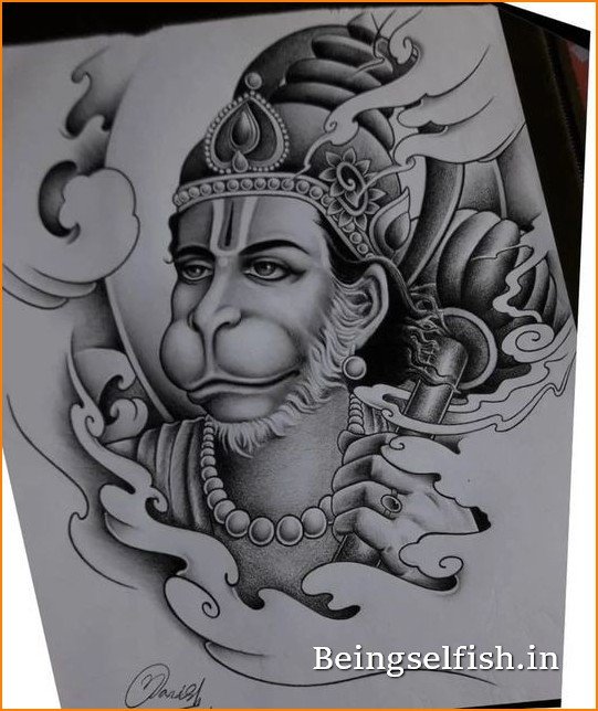 Sketch Of Bajrangbali Hanuman Size A4 Size Paper - GranNino-tuongthan.vn