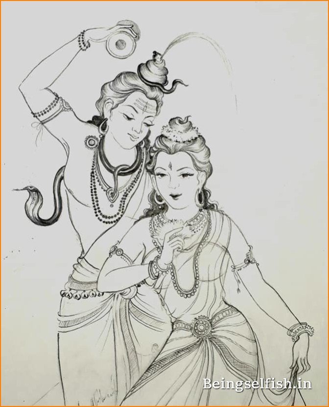 mahadev-parvati-drawing