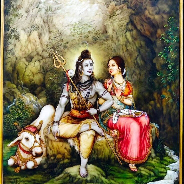 lord krishnand goddess sitting on rock
