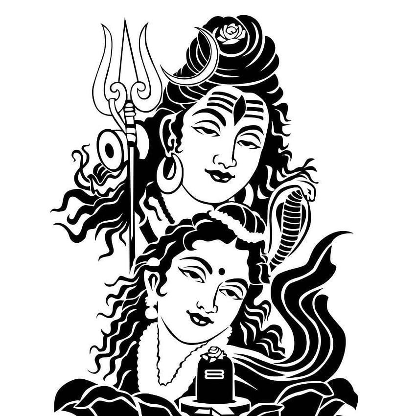 shiv parvati black and white images